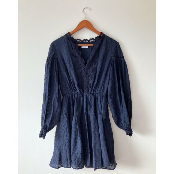 Claudie Pierlot Embroidered Mini Dress Blue Size 40/ US 8 - Picture 5 of 10